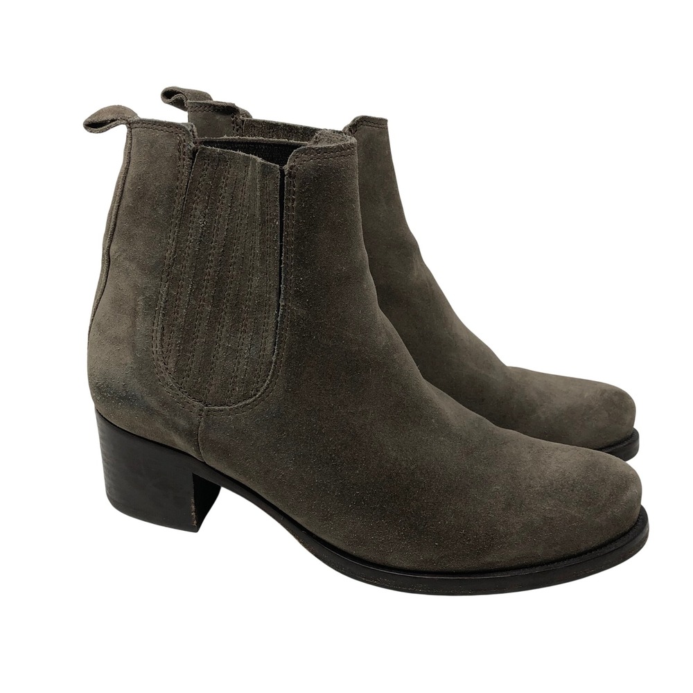 La Canadienne Chelsea Boots Womens 8 Taupe Grey Suede Block Heel Vibram Canada